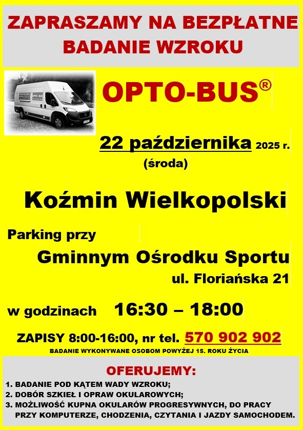 Na zółtym tle treść plakatu